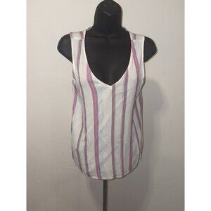 Apt 9 Top Blouse Women L Large Hidden Button Down Sleeveless V Neck Green